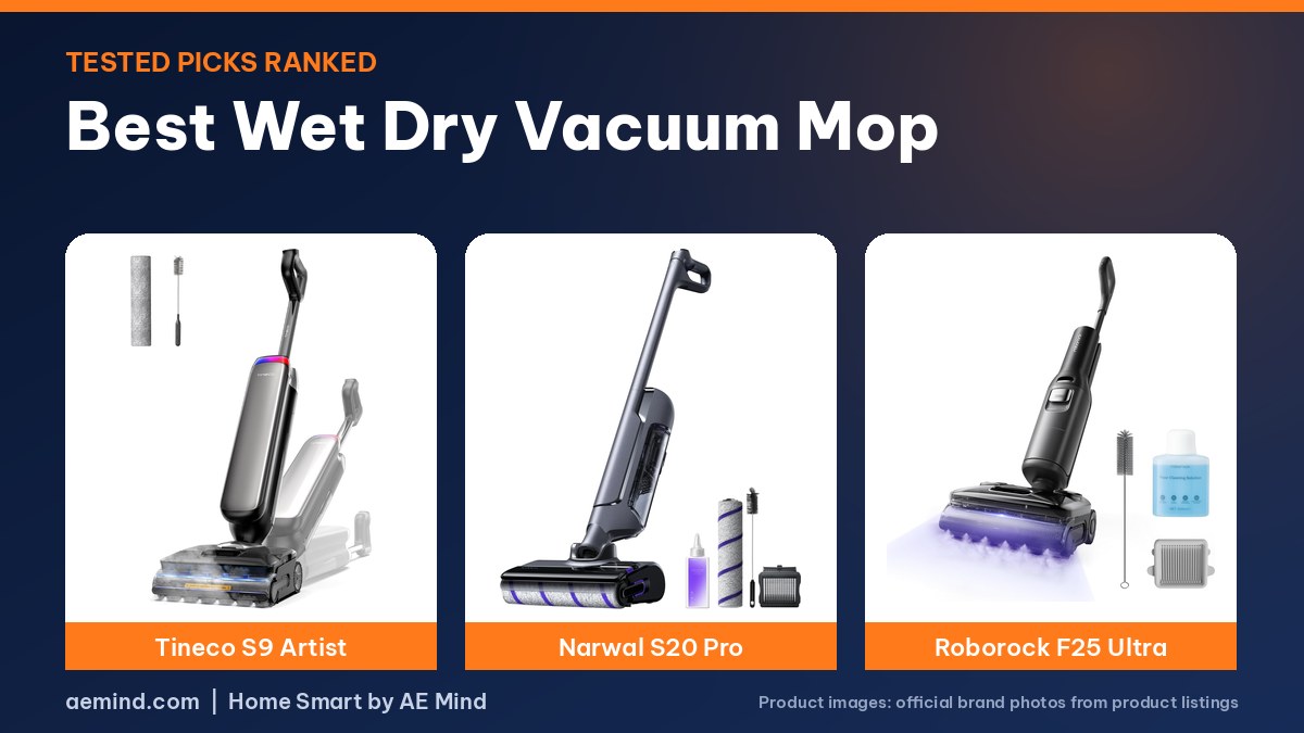 Best wet dry vacuum mop: Tineco, Narwal and Roborock official product photos