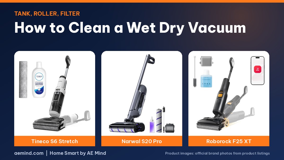 How to clean a wet dry vacuum: Tineco, Narwal and Roborock official product photos