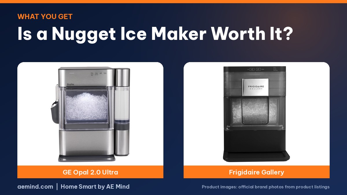 Nugget ice makers: GE Profile Opal and Frigidaire official product photos
