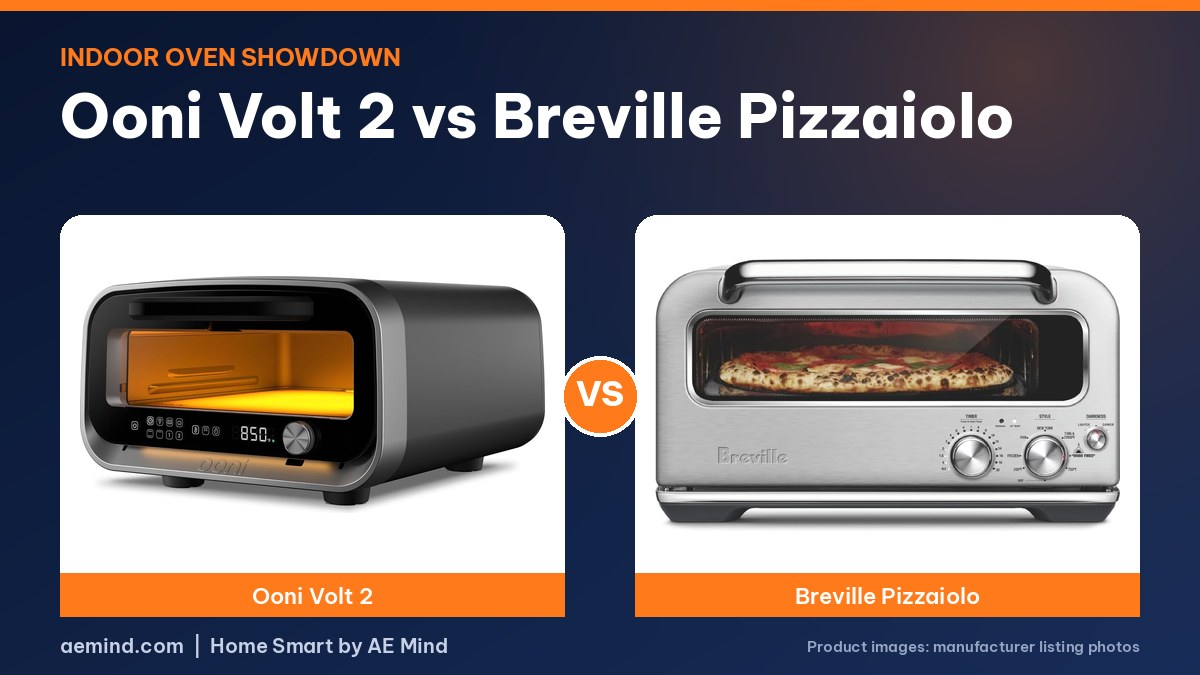 Ooni Volt 2 and Breville Pizzaiolo indoor pizza ovens side by side