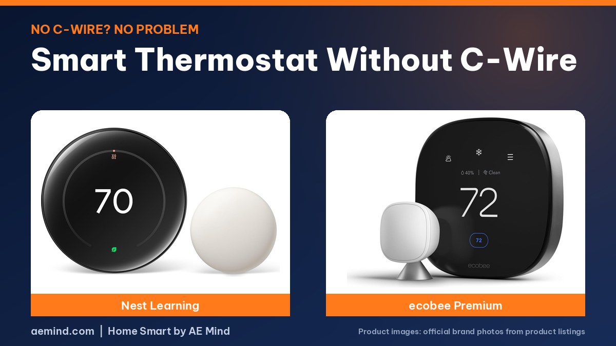 Smart thermostat without C-wire: Nest and ecobee official product photos